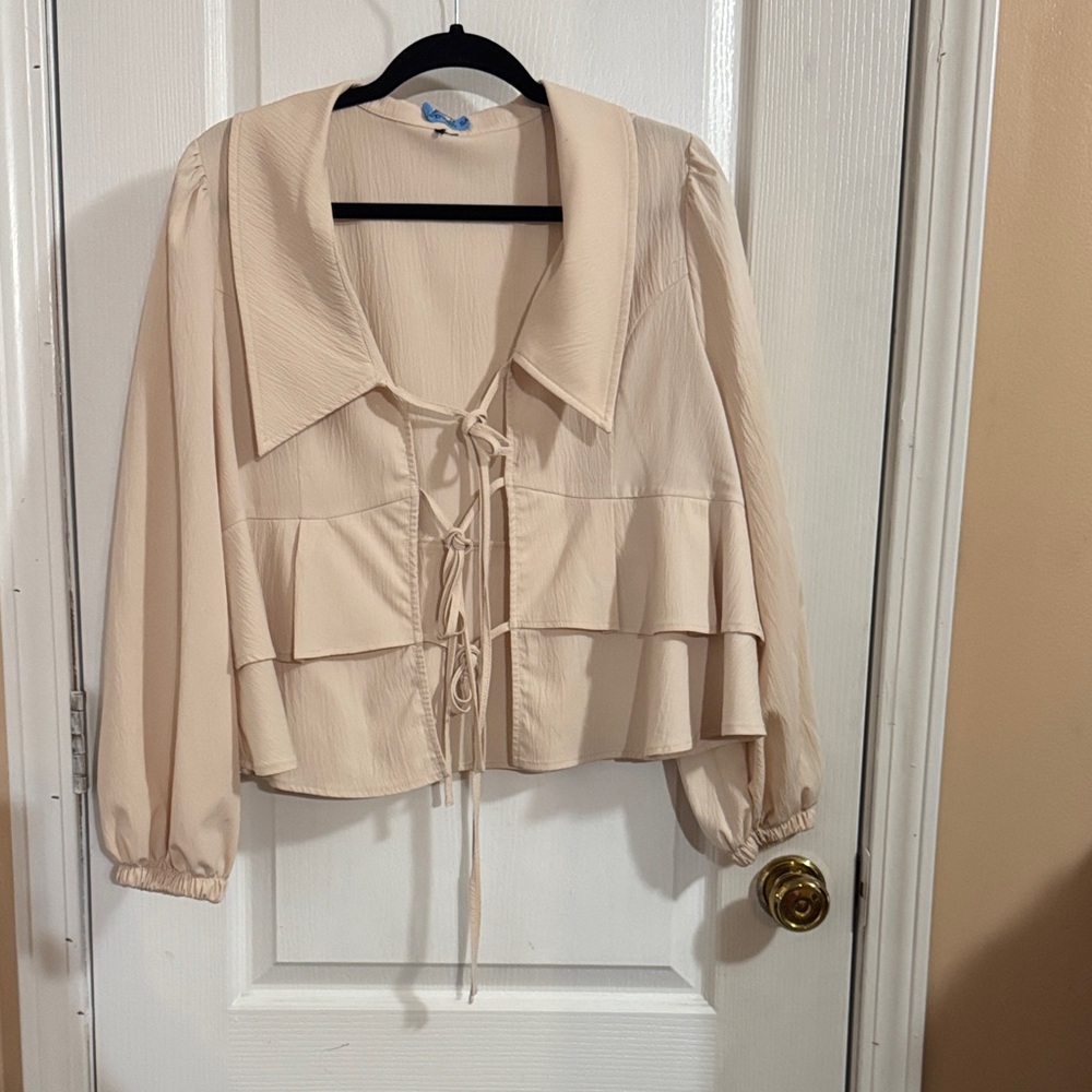 Cream Tie-Front Blouse